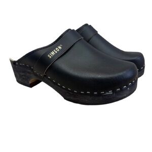 Simson Black Leather Wooden Orthopedic Clogs Wmns10/Mens8 (Made in Holland) NWOB